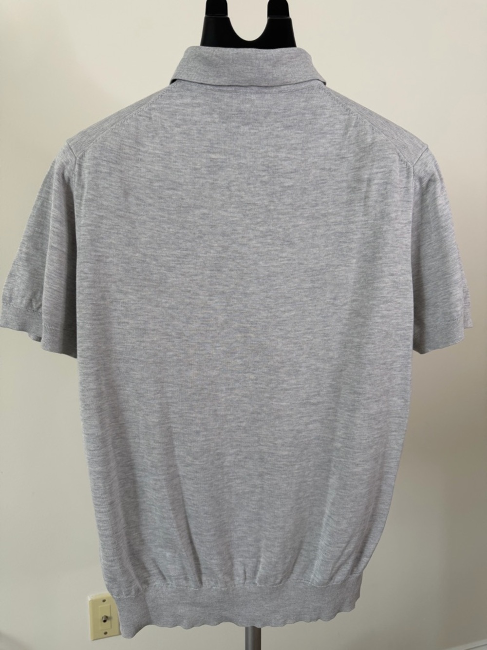 Suitsupply Cotton Silk Light Gray Short-Sleeve Polo - Picture 3 of 3
